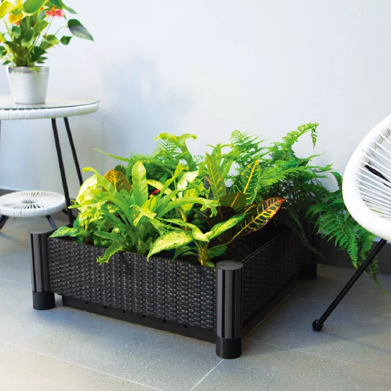 Square Imitated Rattan Plastic Garden Bed